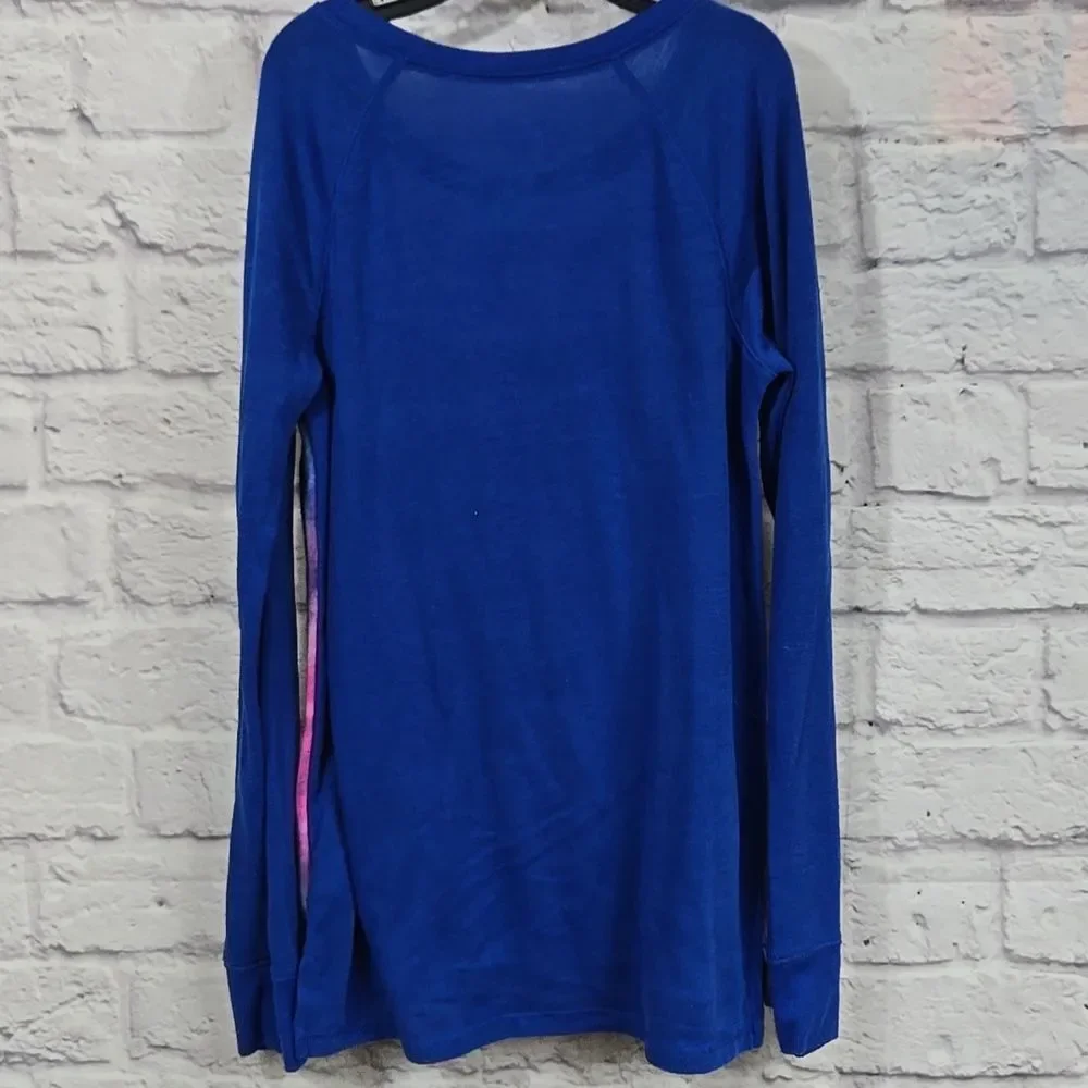 Justice Girls 12 Blue Glitter Dance Top Long Sleeve Knit Sweater Graphic Tee